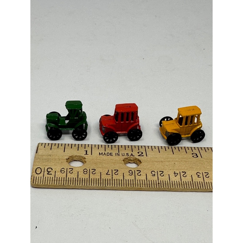 Vintage Die Cast Metal 3 Cars Old Time Mini Autos U5